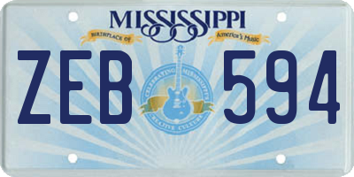 MS license plate ZEB594