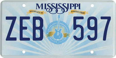 MS license plate ZEB597