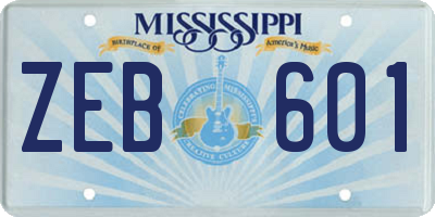 MS license plate ZEB601