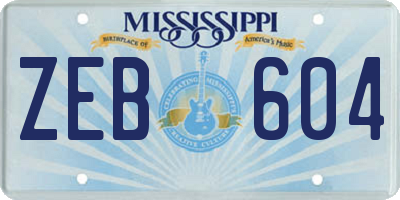 MS license plate ZEB604
