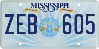 MS license plate ZEB605