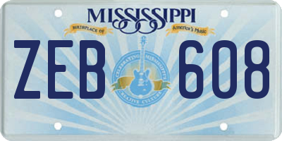 MS license plate ZEB608