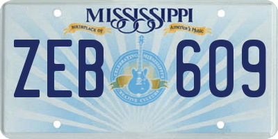 MS license plate ZEB609