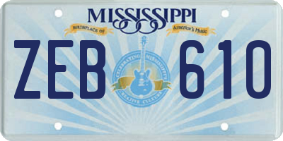 MS license plate ZEB610
