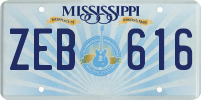 MS license plate ZEB616