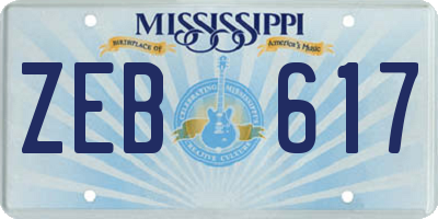 MS license plate ZEB617