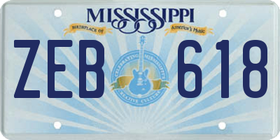 MS license plate ZEB618