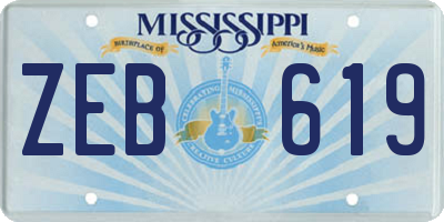 MS license plate ZEB619