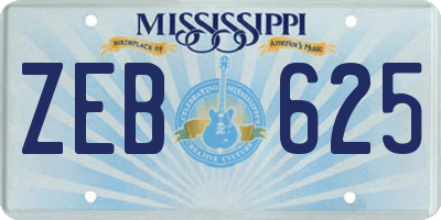 MS license plate ZEB625