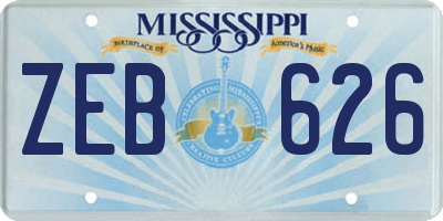 MS license plate ZEB626