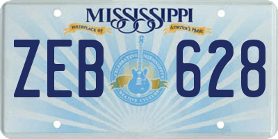 MS license plate ZEB628