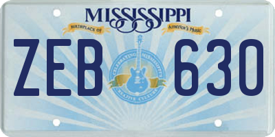 MS license plate ZEB630