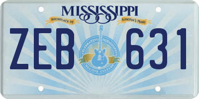 MS license plate ZEB631