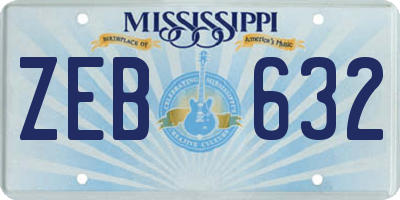 MS license plate ZEB632