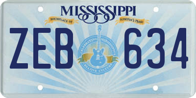 MS license plate ZEB634