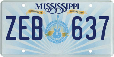 MS license plate ZEB637