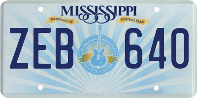 MS license plate ZEB640