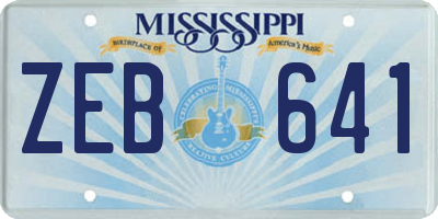 MS license plate ZEB641