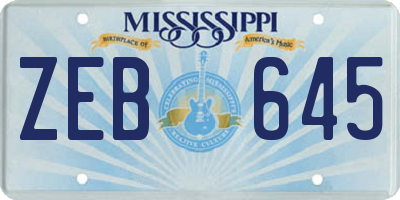 MS license plate ZEB645