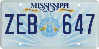 MS license plate ZEB647