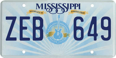 MS license plate ZEB649