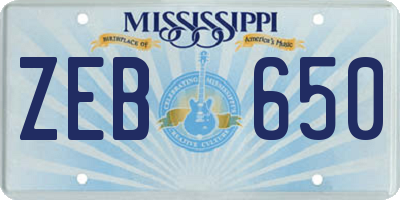 MS license plate ZEB650