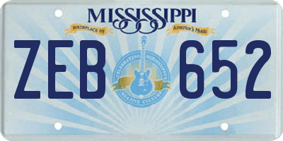 MS license plate ZEB652