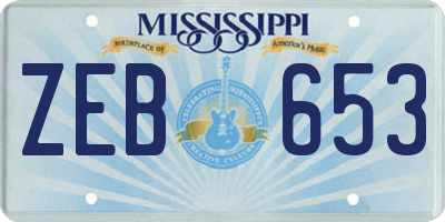 MS license plate ZEB653