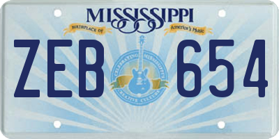 MS license plate ZEB654