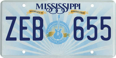 MS license plate ZEB655