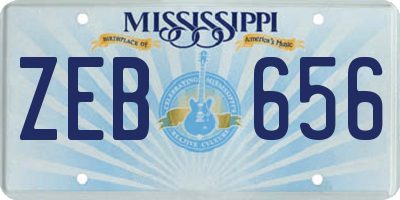 MS license plate ZEB656