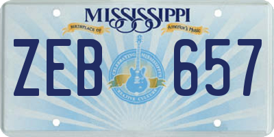 MS license plate ZEB657