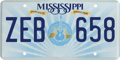 MS license plate ZEB658