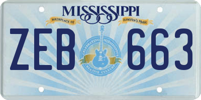 MS license plate ZEB663
