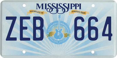 MS license plate ZEB664