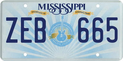 MS license plate ZEB665