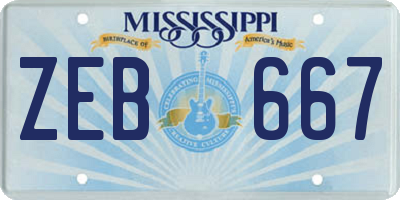 MS license plate ZEB667