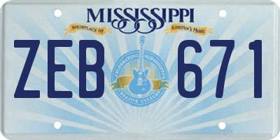 MS license plate ZEB671