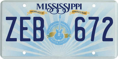 MS license plate ZEB672