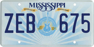 MS license plate ZEB675