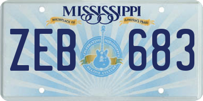 MS license plate ZEB683