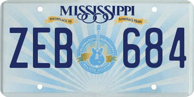 MS license plate ZEB684