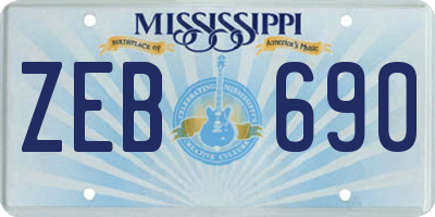 MS license plate ZEB690