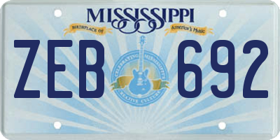 MS license plate ZEB692