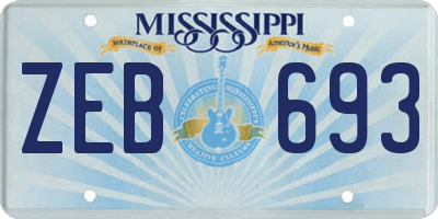 MS license plate ZEB693