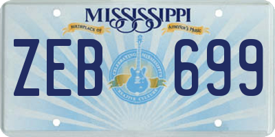MS license plate ZEB699