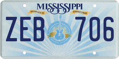 MS license plate ZEB706