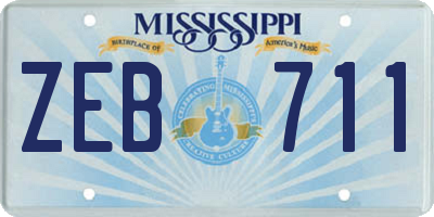 MS license plate ZEB711