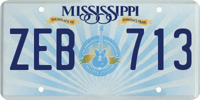 MS license plate ZEB713