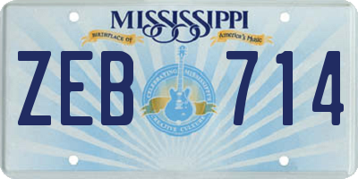MS license plate ZEB714
